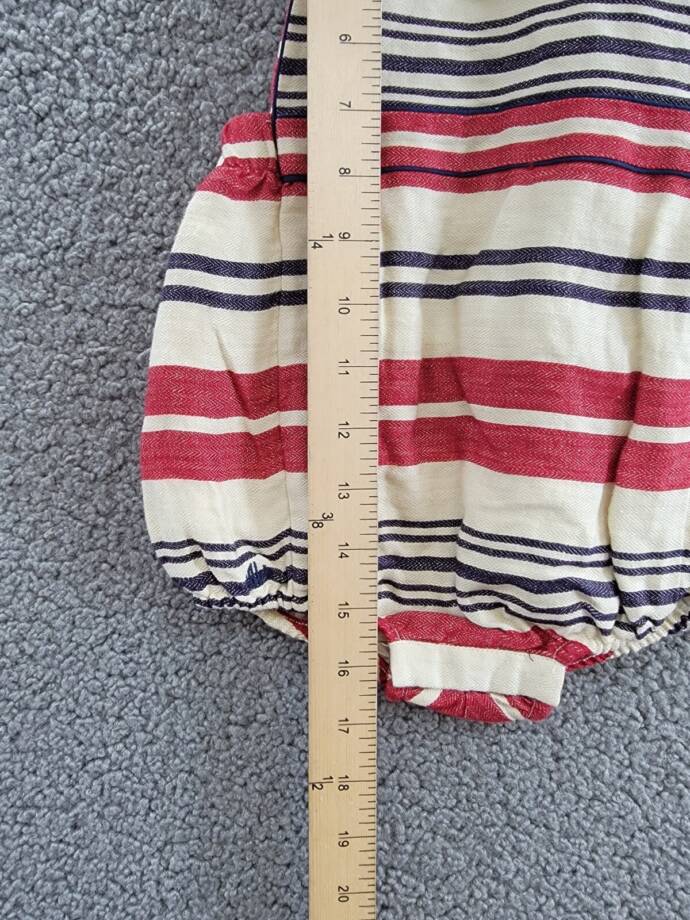 Ralph Lauren Stripe Linen Bubble Shortall & Hat Set Little Boys 9M/12M Red Multi