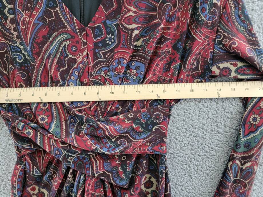 Lauren Ralph Lauren Checked Paisley Twist-Front Jersey Dress Women's 4 Multi L/S