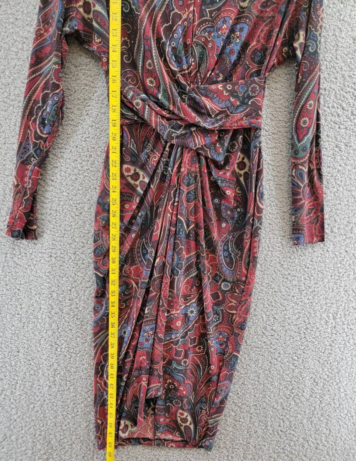 Lauren Ralph Lauren Checked Paisley Twist-Front Jersey Dress Women's 4 Multi L/S
