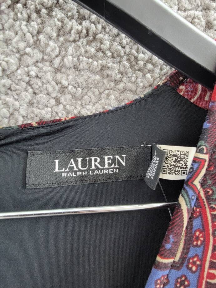 Lauren Ralph Lauren Checked Paisley Twist-Front Jersey Dress Women's 4 Multi L/S