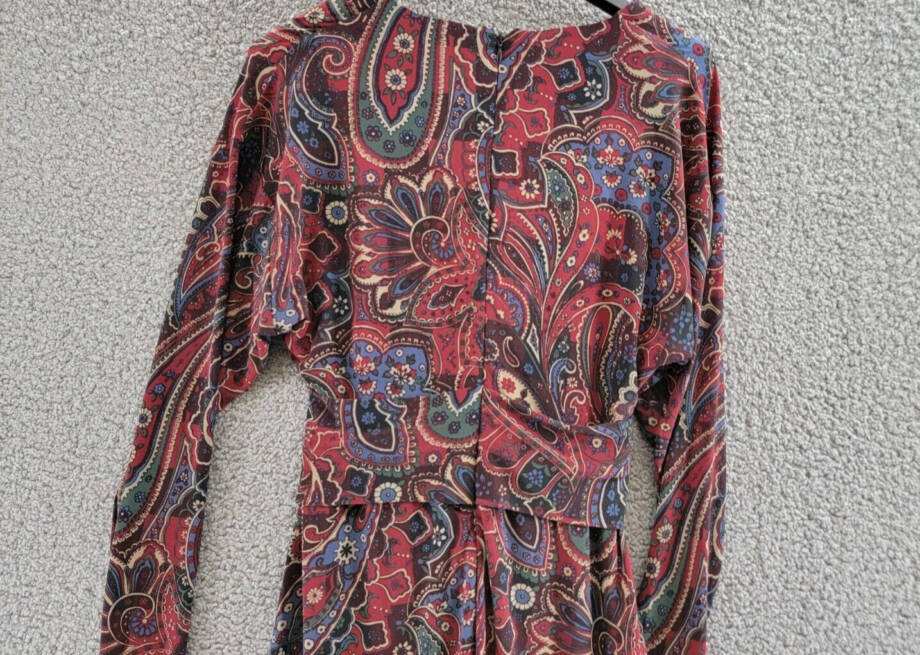 Lauren Ralph Lauren Checked Paisley Twist-Front Jersey Dress Women's 4 Multi L/S