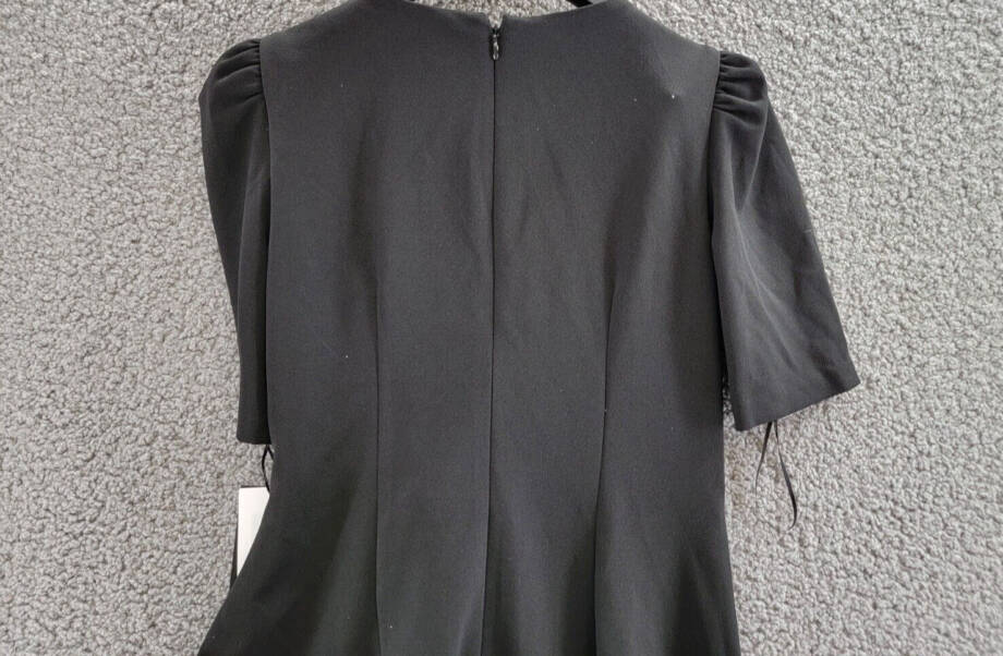 DKNY Petite Side-Knot Short-Sleeve Sheath Dress Womens 8P Black Back Zip Closure