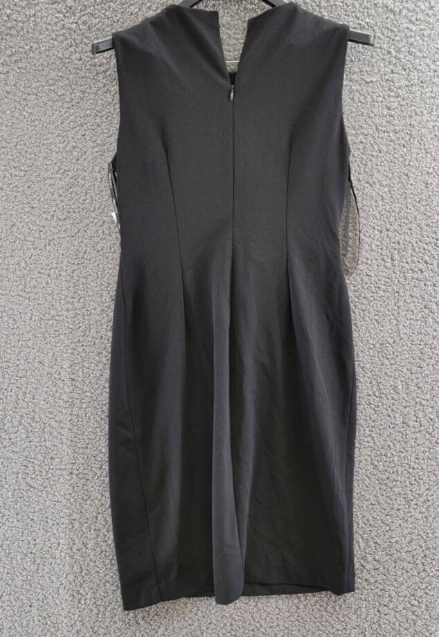 Calvin Klein Petite Sleeveless Scuba-Crepe Sheath Dress Women's 10P Black Zip Up
