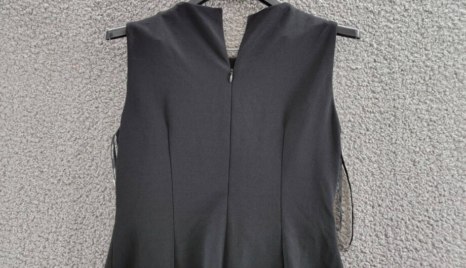 Calvin Klein Petite Sleeveless Scuba-Crepe Sheath Dress Women's 10P Black Zip Up