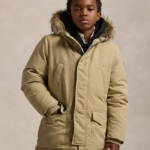 Polo Ralph Lauren Artificial-fur-Trim Down Parka Jacket Big Boys M (10-12) Khaki
