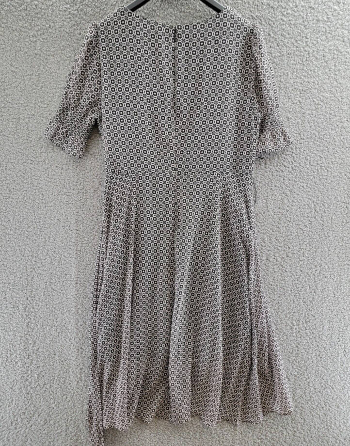 Tommy Hilfiger Printed Chiffon Midi Dress Women's 14 Black/Ballerina Pink S/S