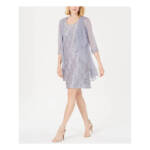 R&M Richards Sheer Lace Glitter Cuff Evening Dress & Jacket Women's 10 Silver