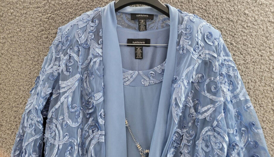 R & M Richards Dress and Soutache Jacket Women's 10 Orchid Purple 3/4 Sleeve