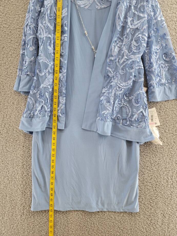 R & M Richards Dress and Soutache Jacket Women's 10 Orchid Purple 3/4 Sleeve