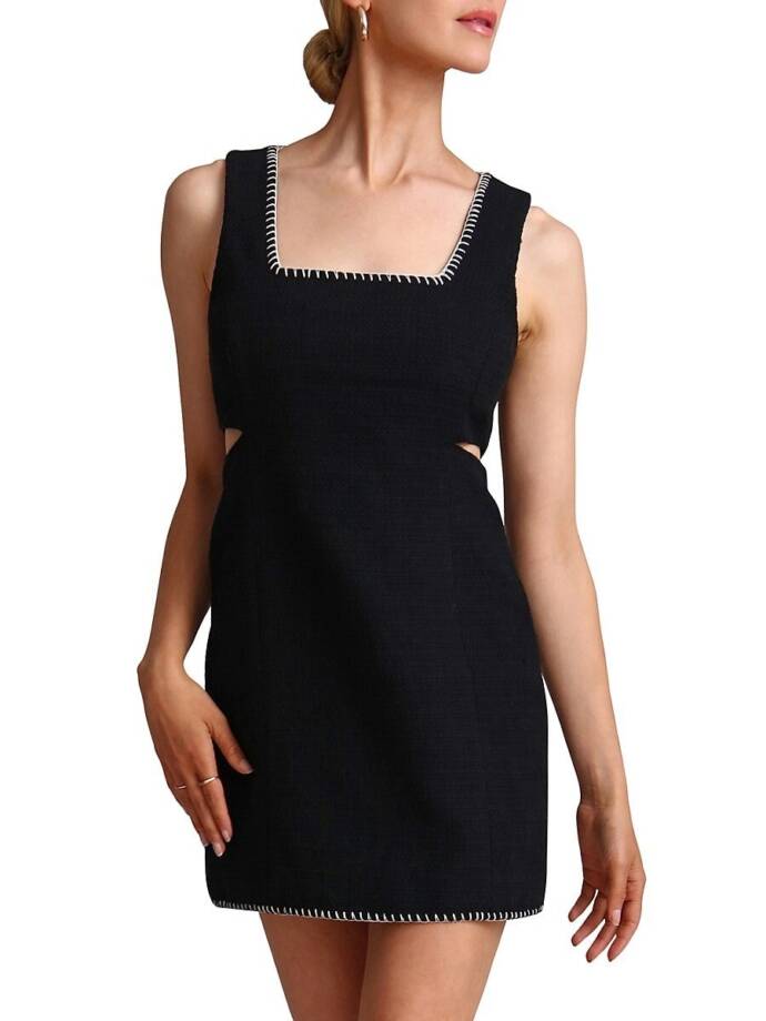 Avec Les Filles Wool Cutout Sleeveless Mini Dress Women's S Black Back Zip