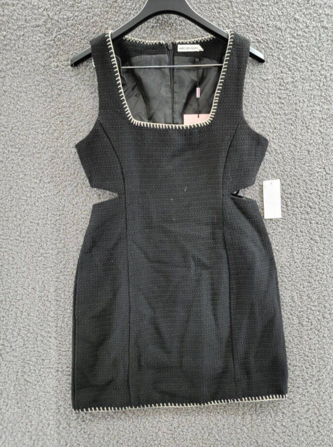 Avec Les Filles Wool Cutout Sleeveless Mini Dress Women's S Black Back Zip
