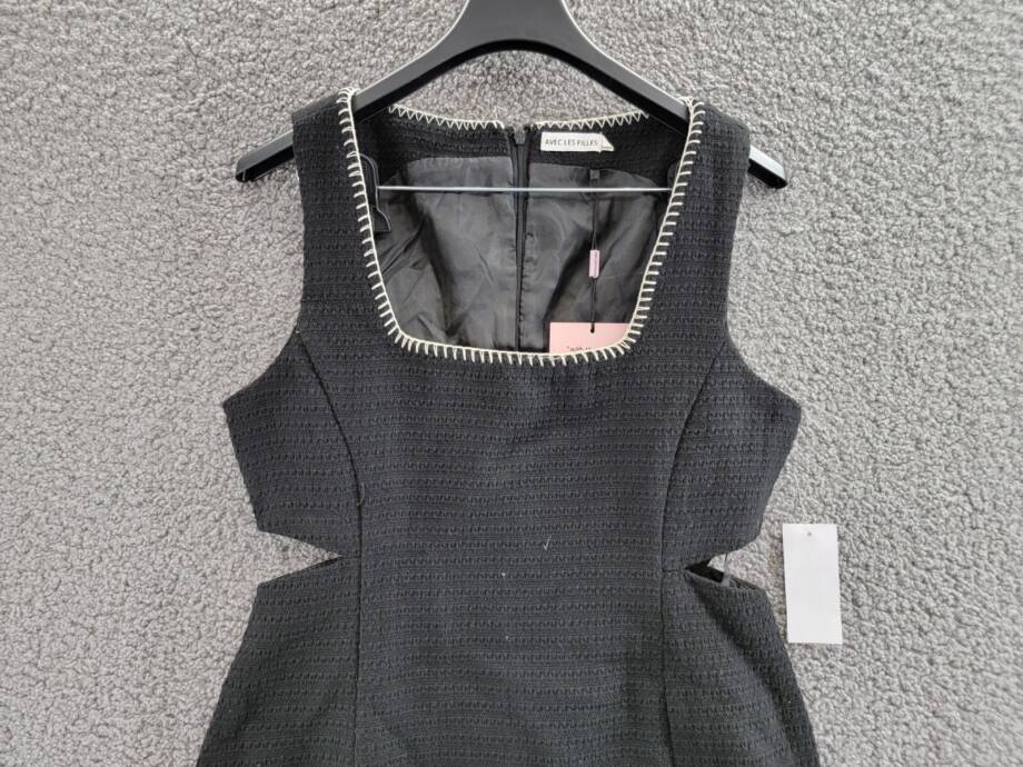 Avec Les Filles Wool Cutout Sleeveless Mini Dress Women's S Black Back Zip
