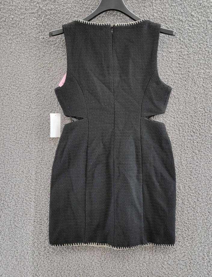 Avec Les Filles Wool Cutout Sleeveless Mini Dress Women's S Black Back Zip