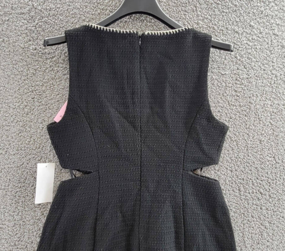 Avec Les Filles Wool Cutout Sleeveless Mini Dress Women's S Black Back Zip