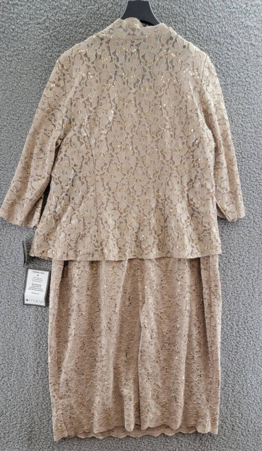 SL Fashions Plus Size 2-Pc. Lace Jacket & Sheath Dress Set Women's 18W Champagne
