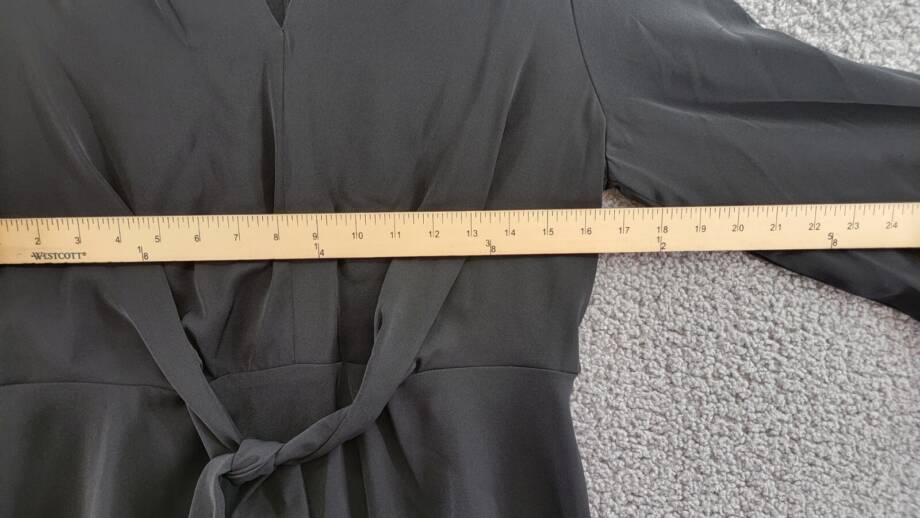 DKNY V-Neck Tie-Front Long-Sleeve Crepe Dress Women's 4 Black Back Zip Closure
