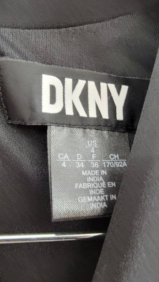 DKNY V-Neck Tie-Front Long-Sleeve Crepe Dress Women's 4 Black Back Zip Closure