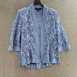 R & M Richards Soutache Open Front 3/4 Sleeve Jacket Women's 14 Dusty Blue