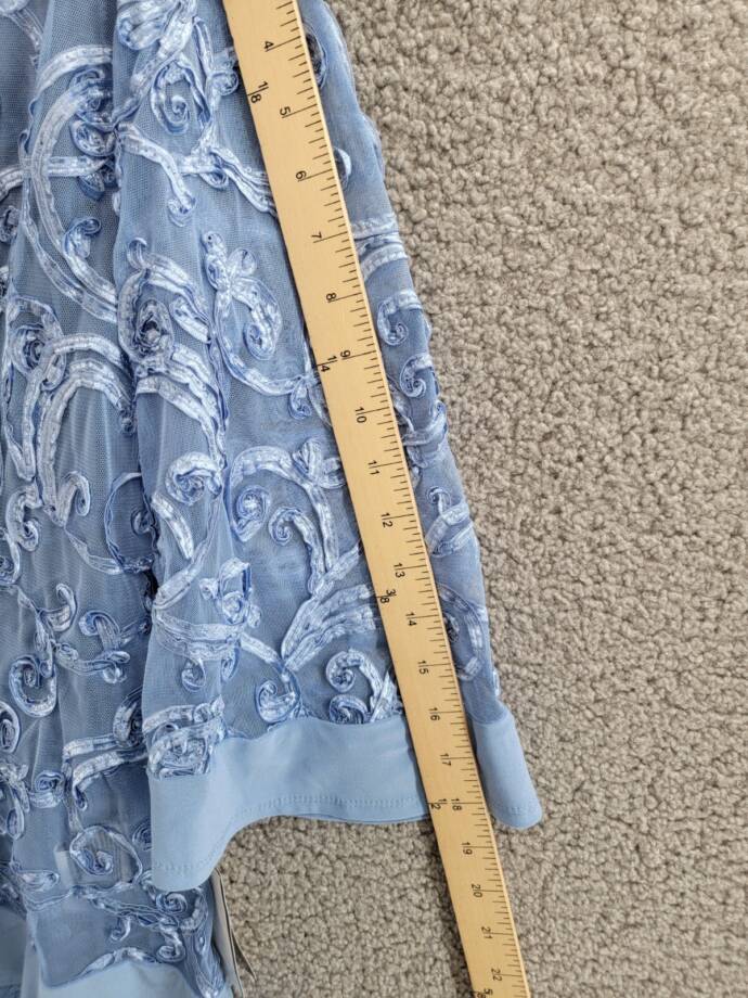 R & M Richards Soutache Open Front 3/4 Sleeve Jacket Women's 14 Dusty Blue