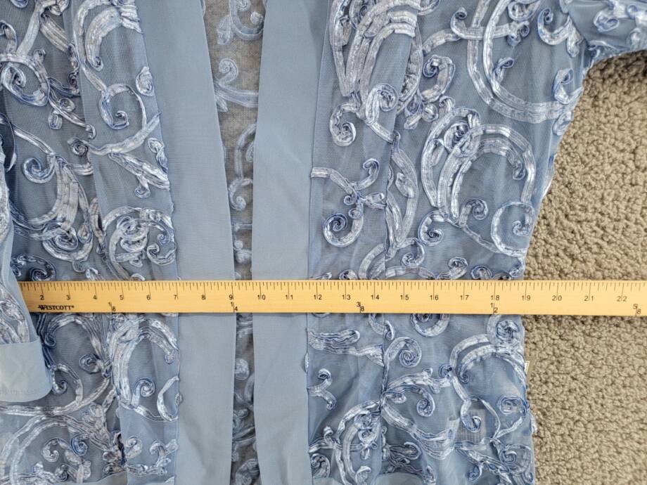 R & M Richards Soutache Open Front 3/4 Sleeve Jacket Women's 14 Dusty Blue