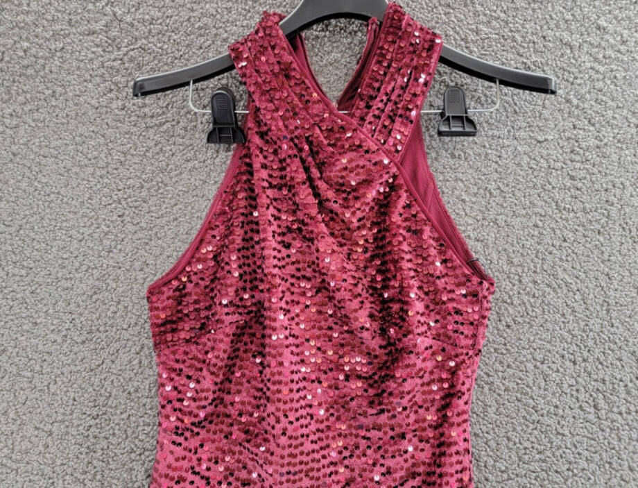 RACHEL Rachel Roy Velvet Sequined Halter Dress Women's S Cabernet Back Zip