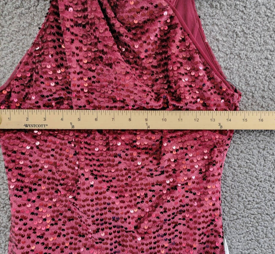 RACHEL Rachel Roy Velvet Sequined Halter Dress Women's S Cabernet Back Zip