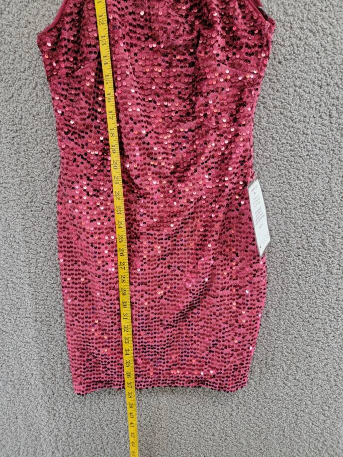 RACHEL Rachel Roy Velvet Sequined Halter Dress Women's S Cabernet Back Zip