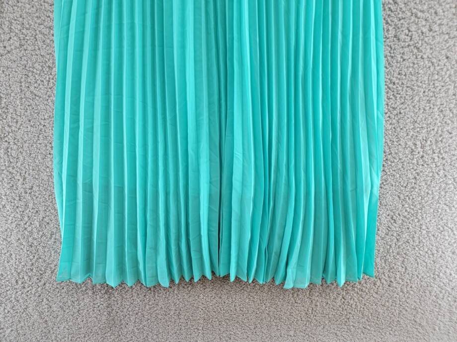 Kensie Pleated Chiffon Midi Dress Women's 8 Aqua Spray Knot Front Pullover S/S