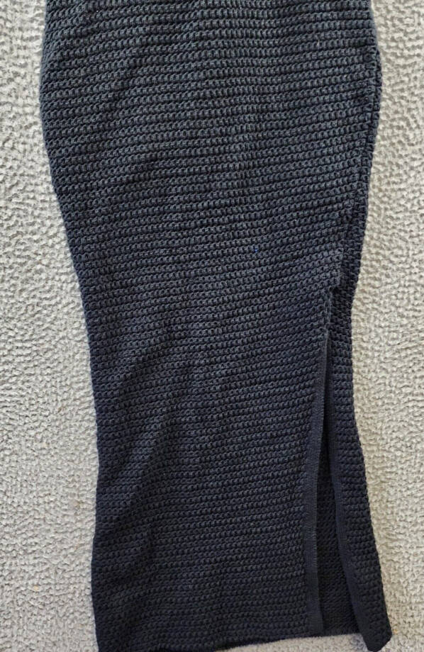 Aqua Crochet Halter Dress Women's M Black Solid Side Slit Sleeveless Tie Closure
