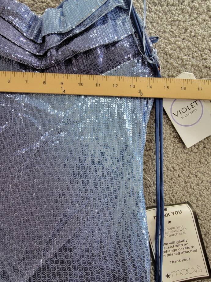 Violet Weekend Strappy Ombré Sequin Gown Juniors' Gradient Blue Lace Zip 3/4