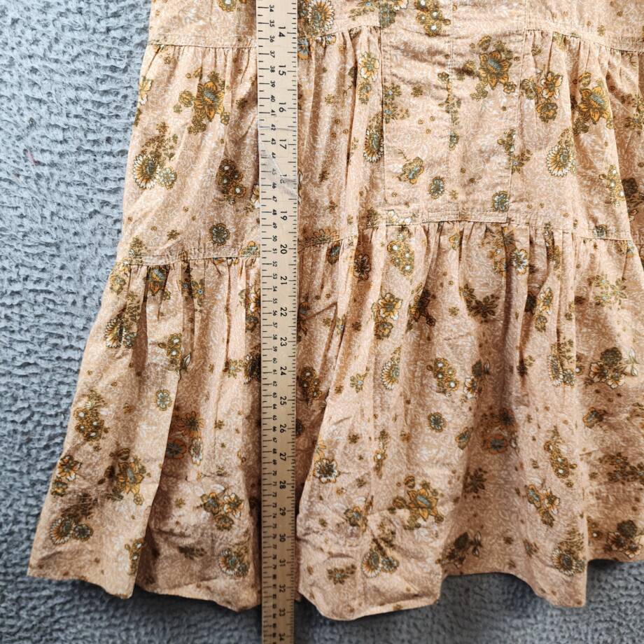 Elan Printed V-Neck Mini Dress Women's XS Gold Folkfloral Short Sleeve Pullover