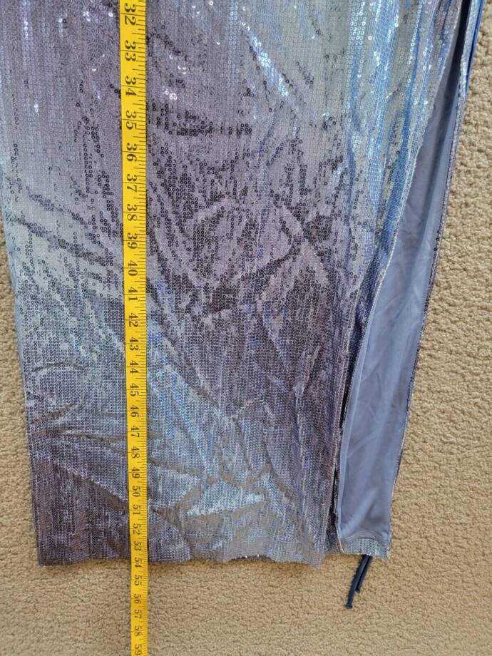 Violet Weekend Strappy Ombré Sequin Gown Juniors' Gradient Blue Lace Zip 3/4