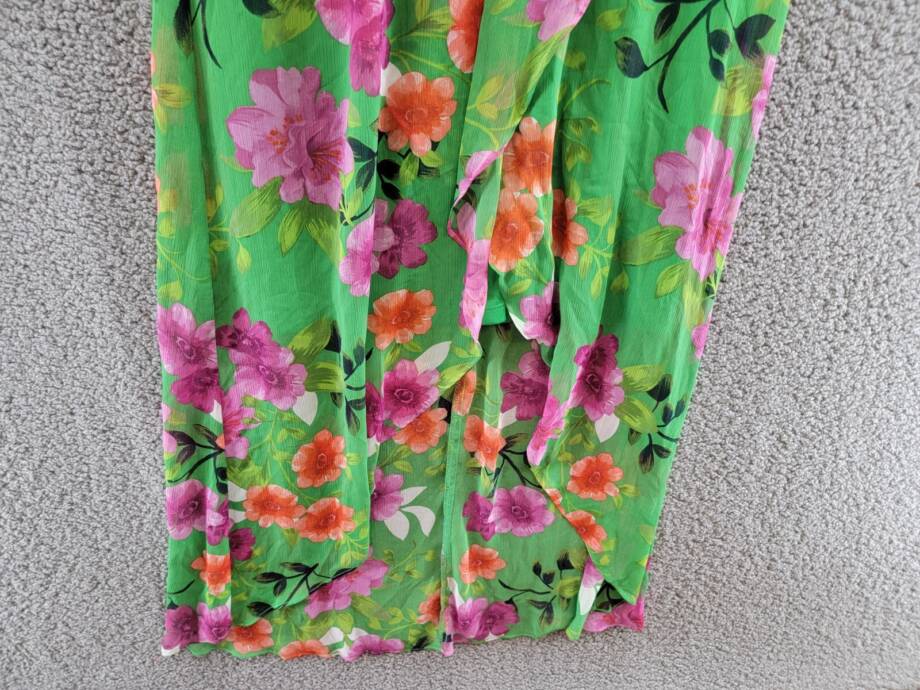 GUESS Printed Cutout Asymmetric-Hem Dress Women's 10 Green Multi Back Zipper
