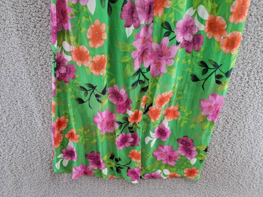 GUESS Printed Cutout Asymmetric-Hem Dress Women's 10 Green Multi Back Zipper