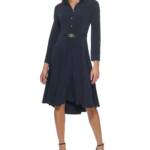 Tommy Hilfiger Belted Jersey Shirtdress Women's 12 Sky Captain Button Front