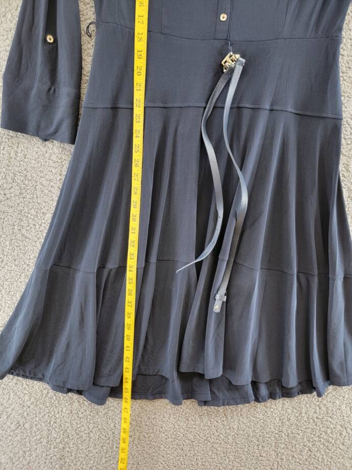 Tommy Hilfiger Belted Jersey Shirtdress Women's 12 Sky Captain Button Front
