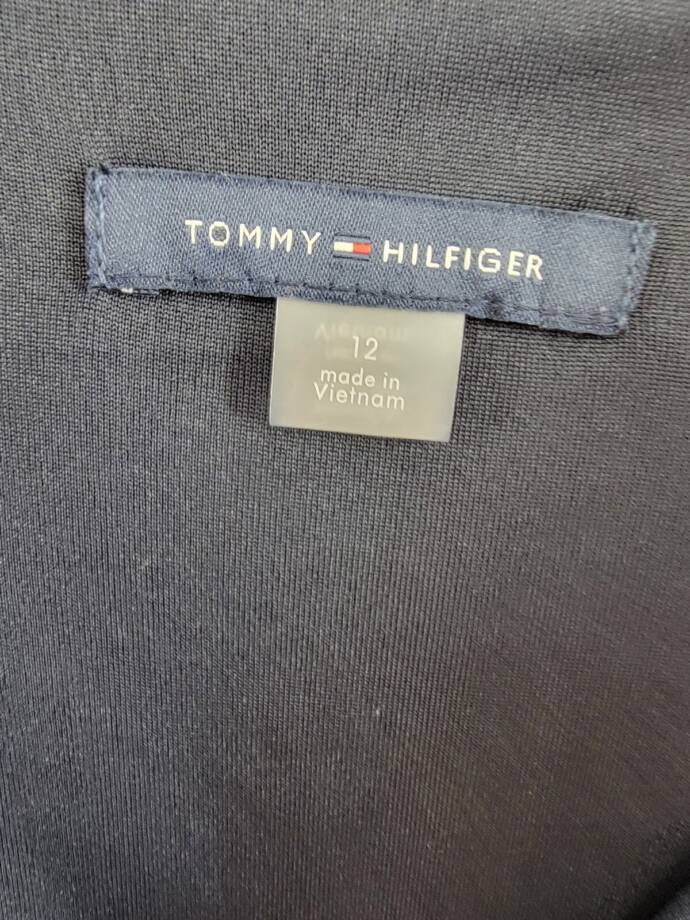 Tommy Hilfiger Belted Jersey Shirtdress Women's 12 Sky Captain Button Front