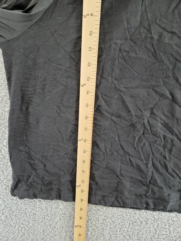 Sanctuary Mixed Media Top Women's XL Black Crew Neck Button Back Long Sleeve