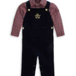 Ralph Lauren Plaid Shirt & Velvet Overall Set Baby Boys' 6M Navy Multi Snap L/S