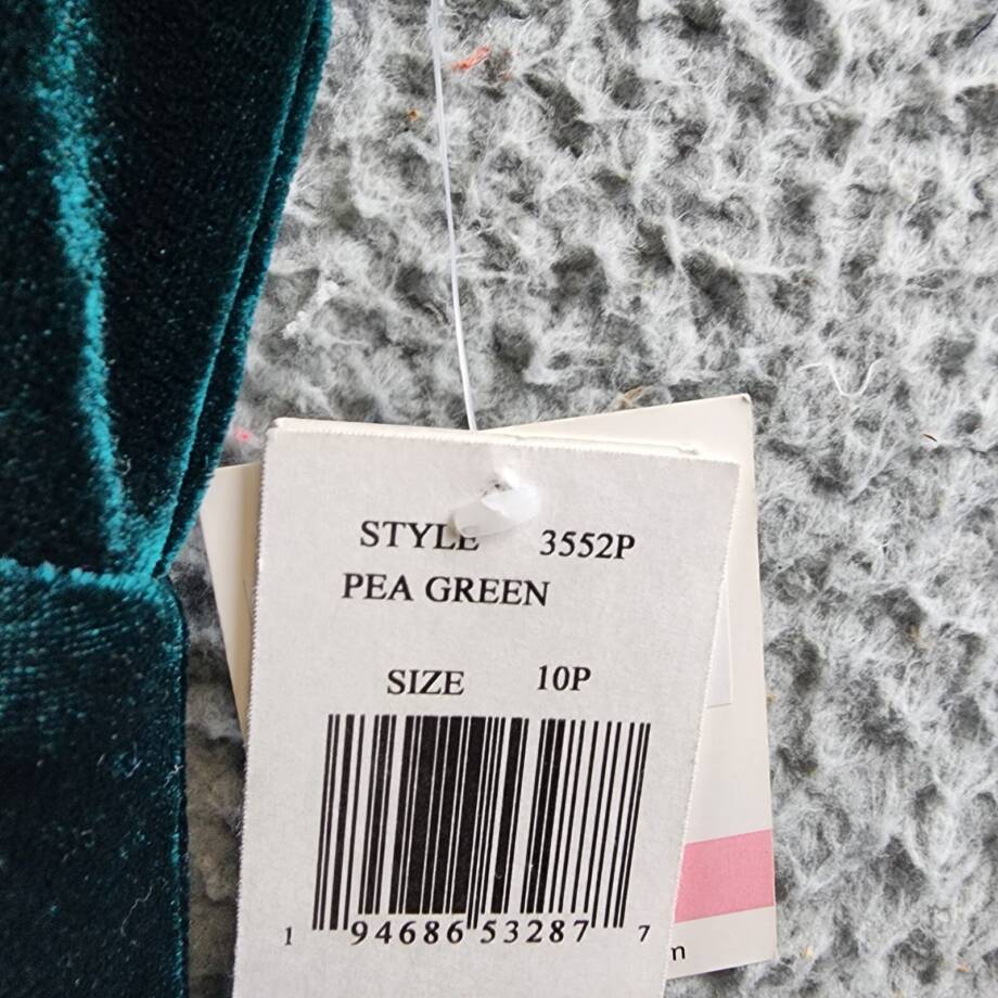 Taylor Petite Stretch Velvet Empire-Waist Midi Slip Dress Women's 10P Pea Green