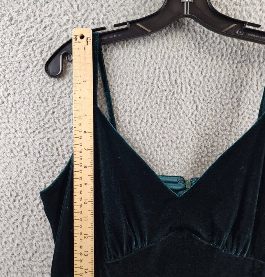Taylor Petite Stretch Velvet Empire-Waist Midi Slip Dress Women's 10P Pea Green