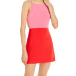 French Connection Whisper Color Blocked Mini Dress Women's 4 Bubblegum/Hibiscus