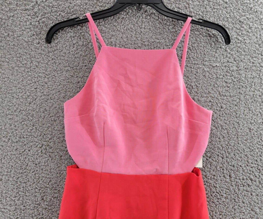 French Connection Whisper Color Blocked Mini Dress Women's 4 Bubblegum/Hibiscus