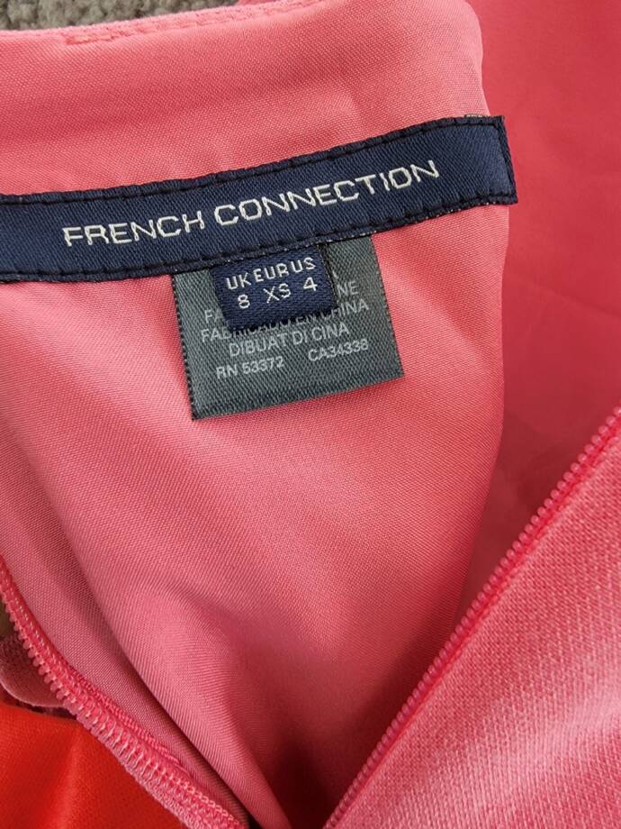 French Connection Whisper Color Blocked Mini Dress Women's 4 Bubblegum/Hibiscus