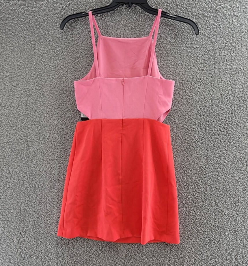 French Connection Whisper Color Blocked Mini Dress Women's 4 Bubblegum/Hibiscus