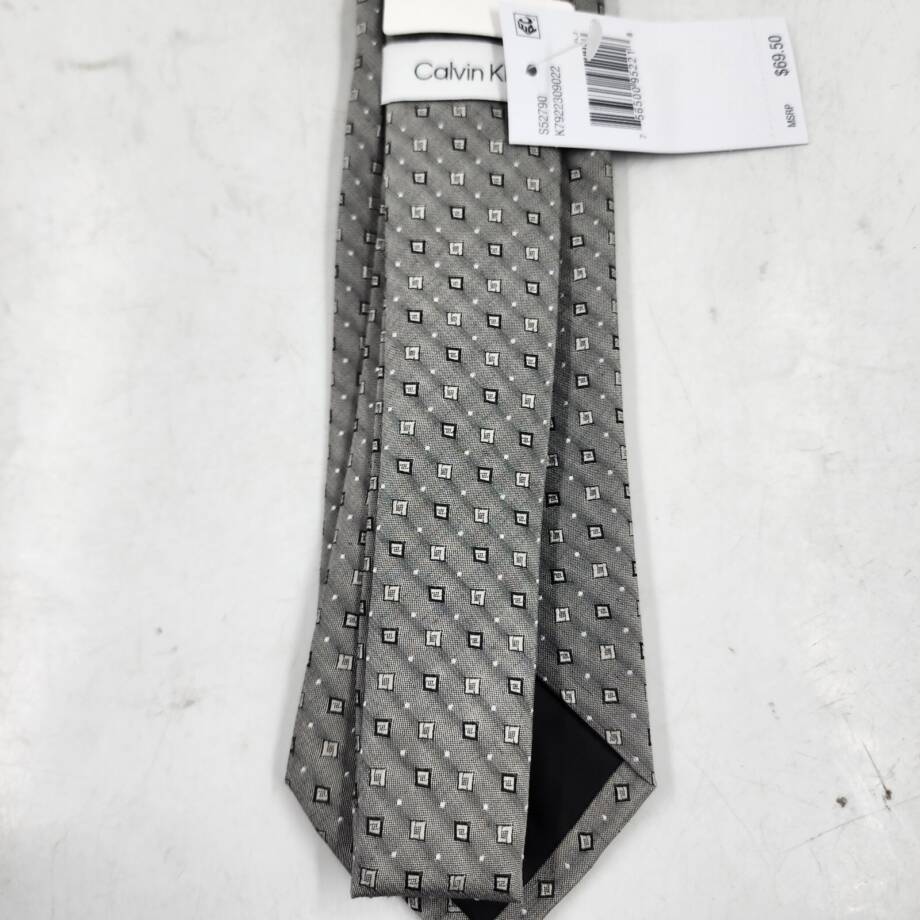 Calvin Klein Slim Chambray Square Neat Neck Tie Men's One Size Carbon Gray