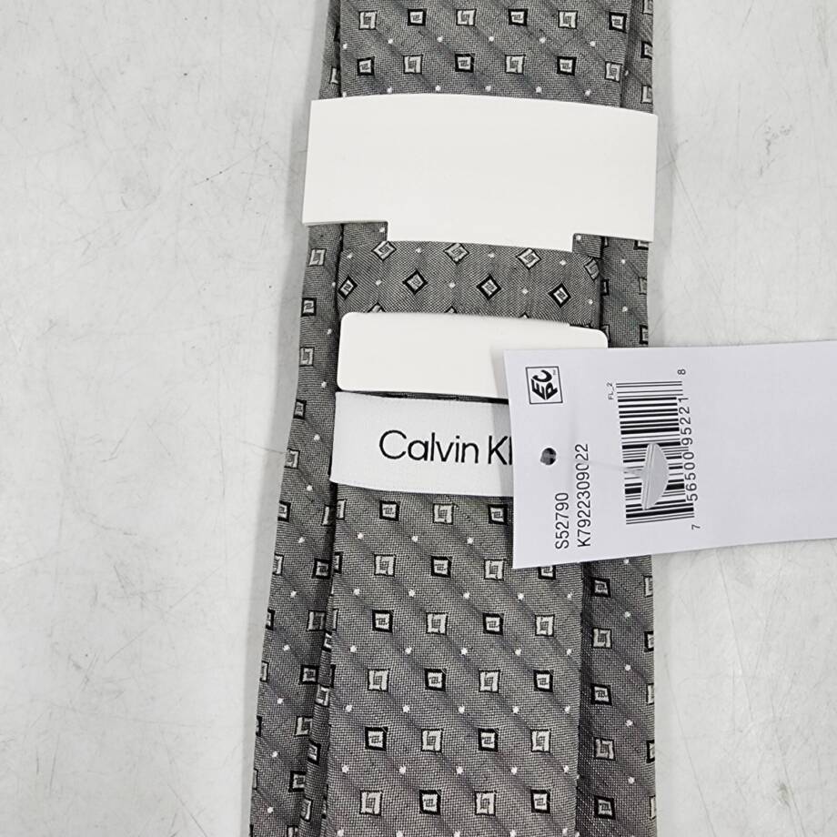 Calvin Klein Slim Chambray Square Neat Neck Tie Men's One Size Carbon Gray