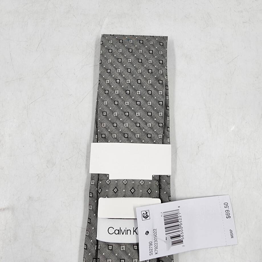 Calvin Klein Slim Chambray Square Neat Neck Tie Men's One Size Carbon Gray