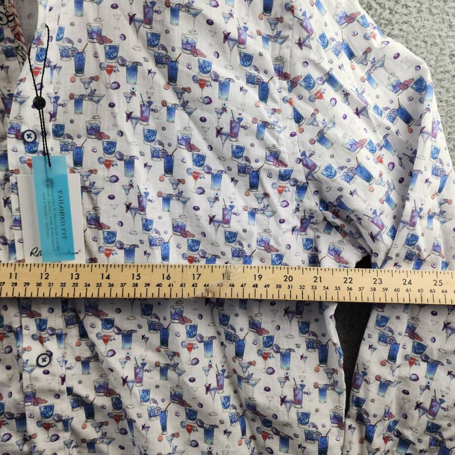 Robert Graham Blue Hawaiian Linen Blend Button Up Shirt Men's 2XL Multi L/S
