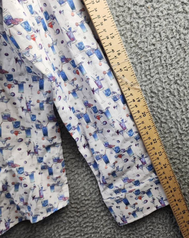 Robert Graham Blue Hawaiian Linen Blend Button Up Shirt Men's 2XL Multi L/S